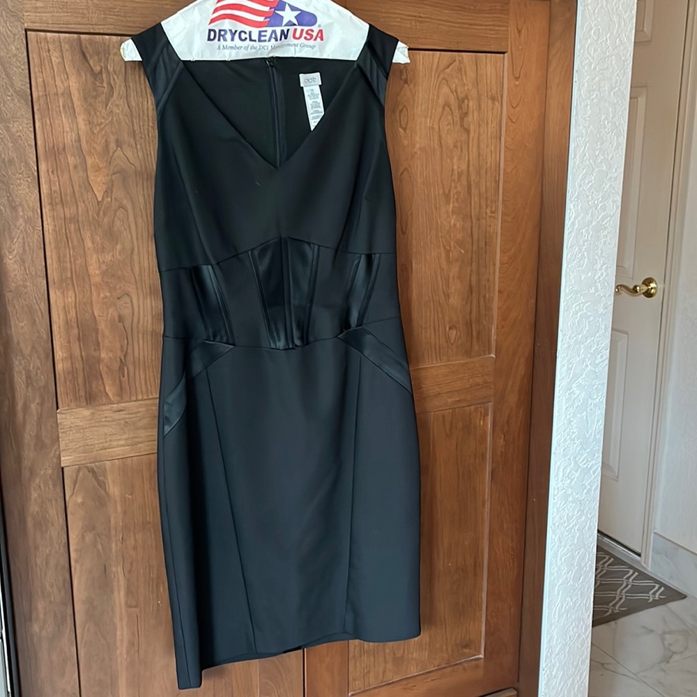 Black dress by Cache.  Stylish and fits well and gives you a nice shape.